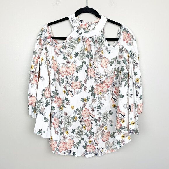 Magnolia South Floral Accordion Cold Shoulder Top - Picture 1 of 9